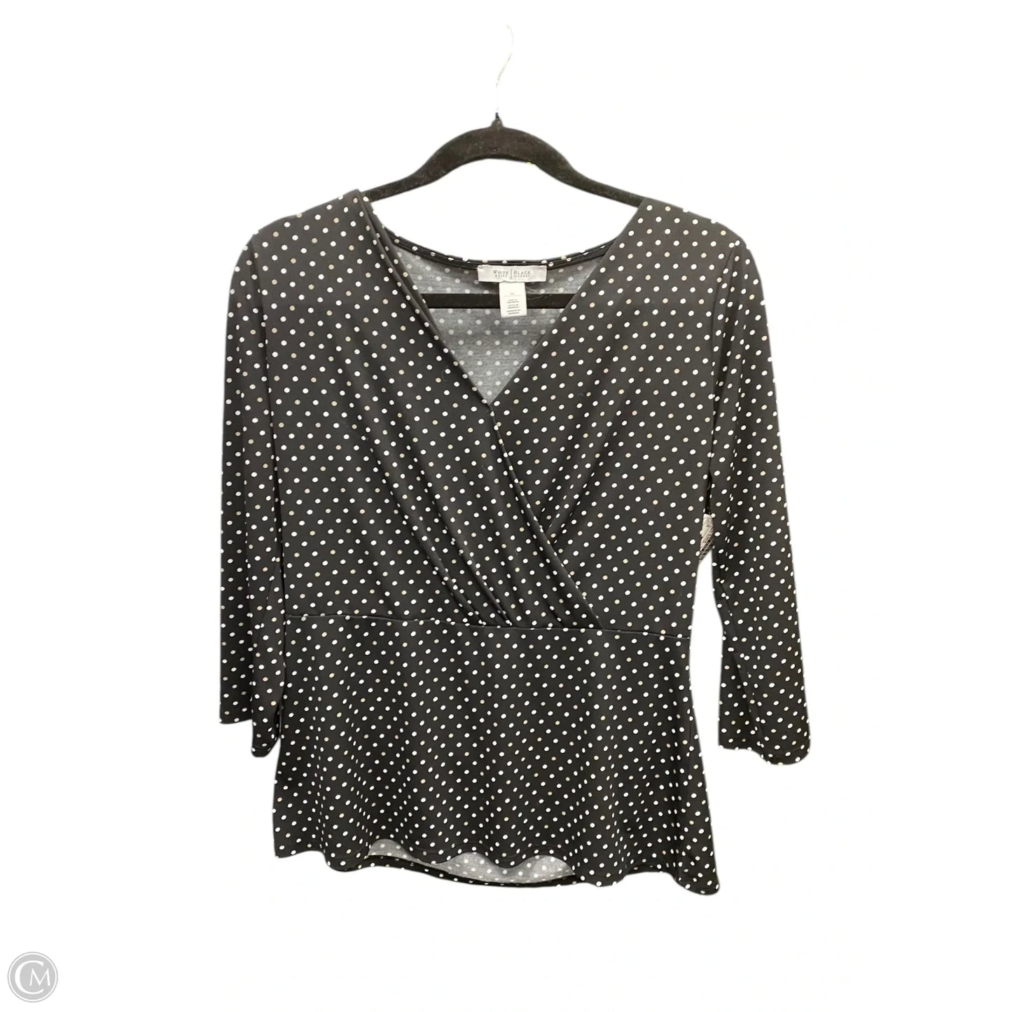 Top 3/4 Sleeve By White House Black Market In Polkadot Pattern, Size: M