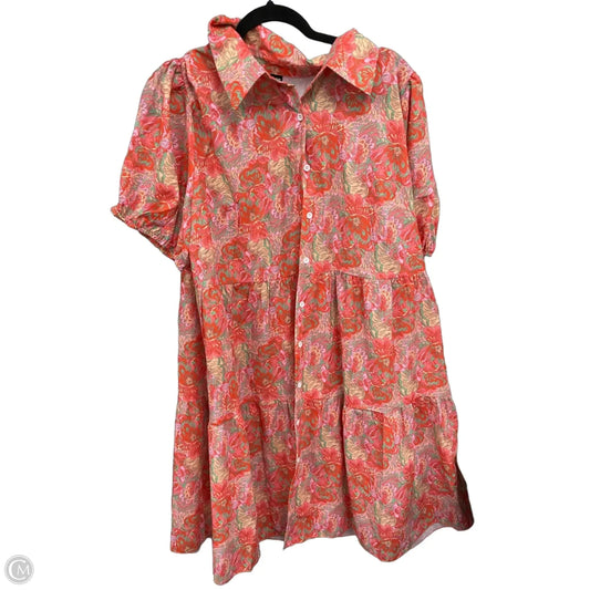 Dress Casual Short By Shein In Orange & Pink, Size: 2x