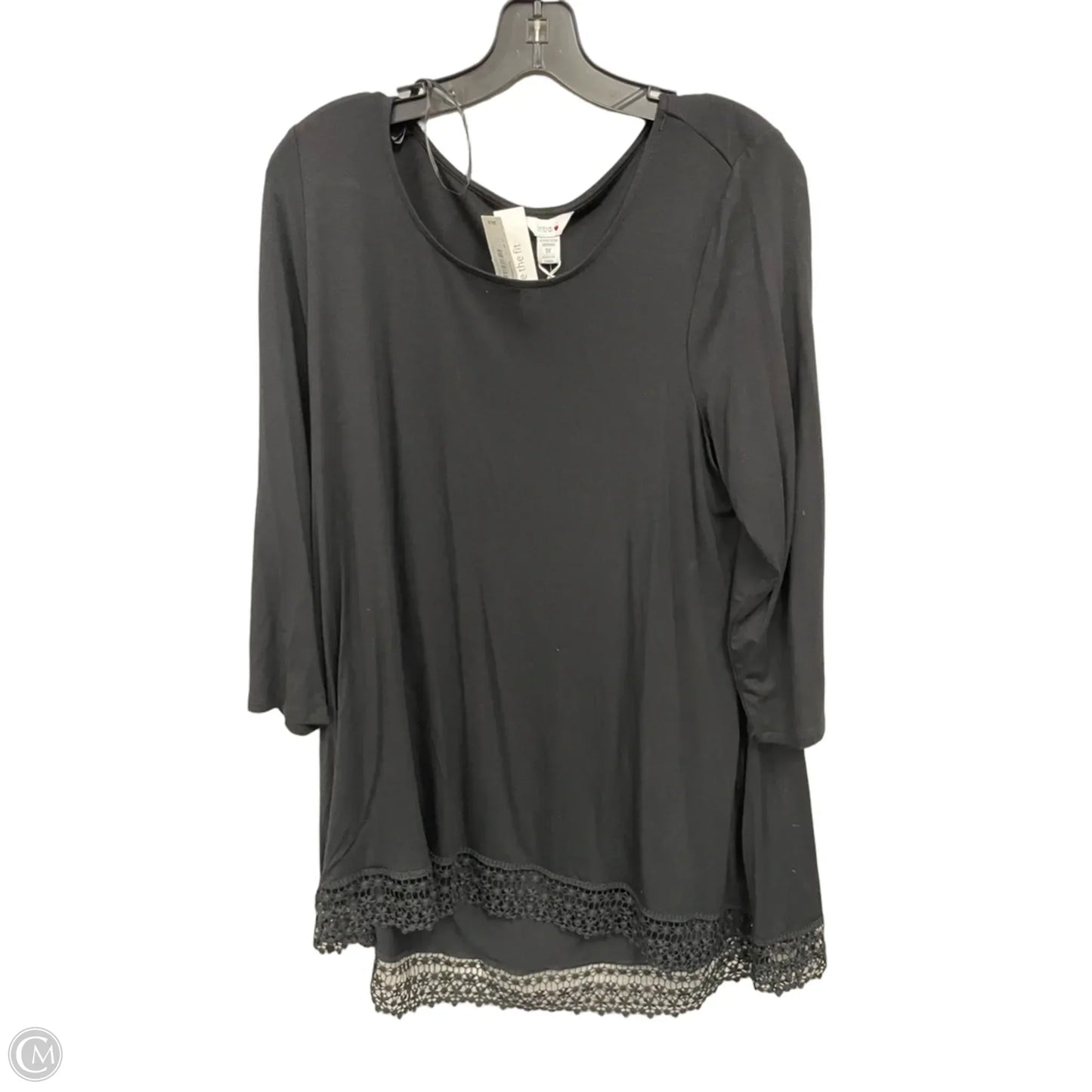 Top Short Sleeve By Jm Collections In Black & White, Size: Xl