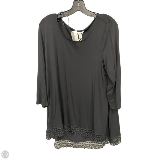 Top Short Sleeve By Jm Collections In Black & White, Size: Xl