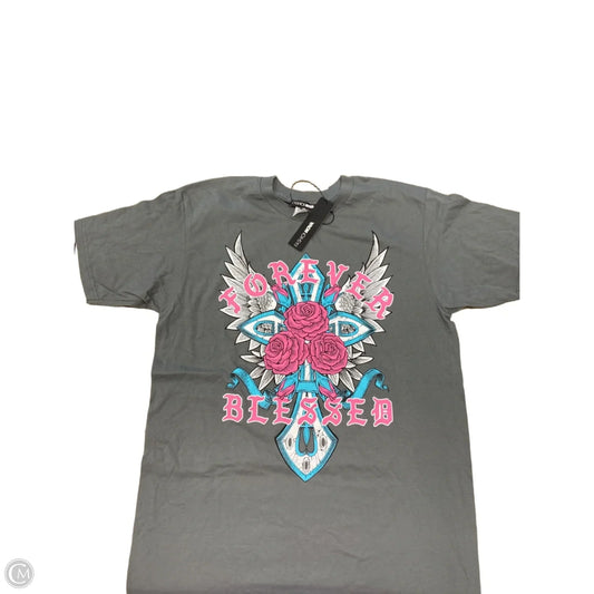 Top Short Sleeve By Fashion Nova In Green & Pink, Size: L