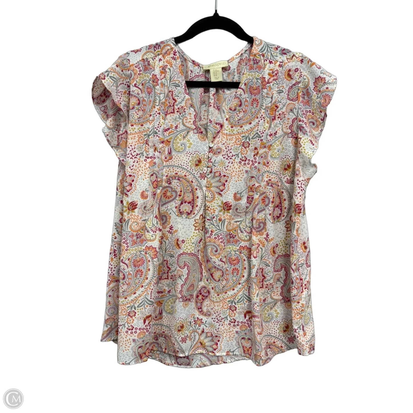 Blouse Short Sleeve By Cynthia Rowley In Orange & Pink, Size: 1x