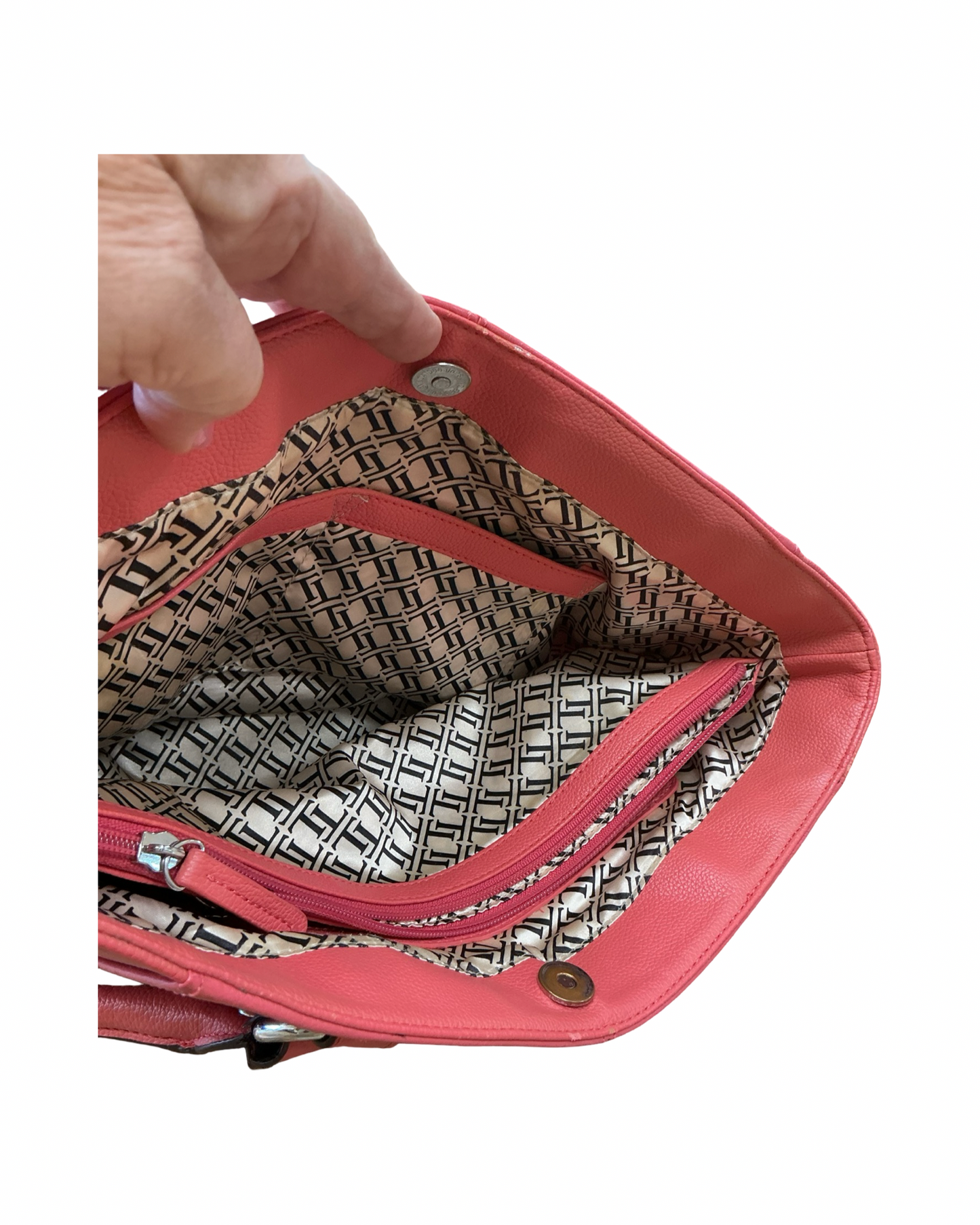 Handbag By Tignanello  Purses In Coral, Size:Large