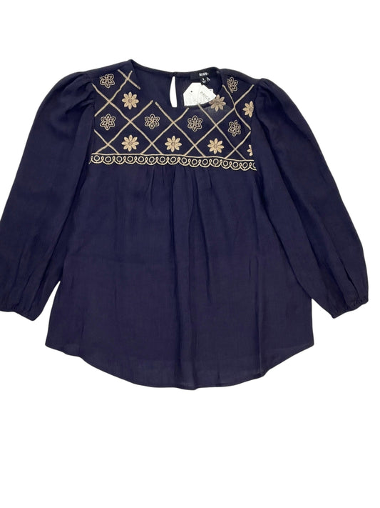 Blouse Ls By Mine In Navy, Size:S
