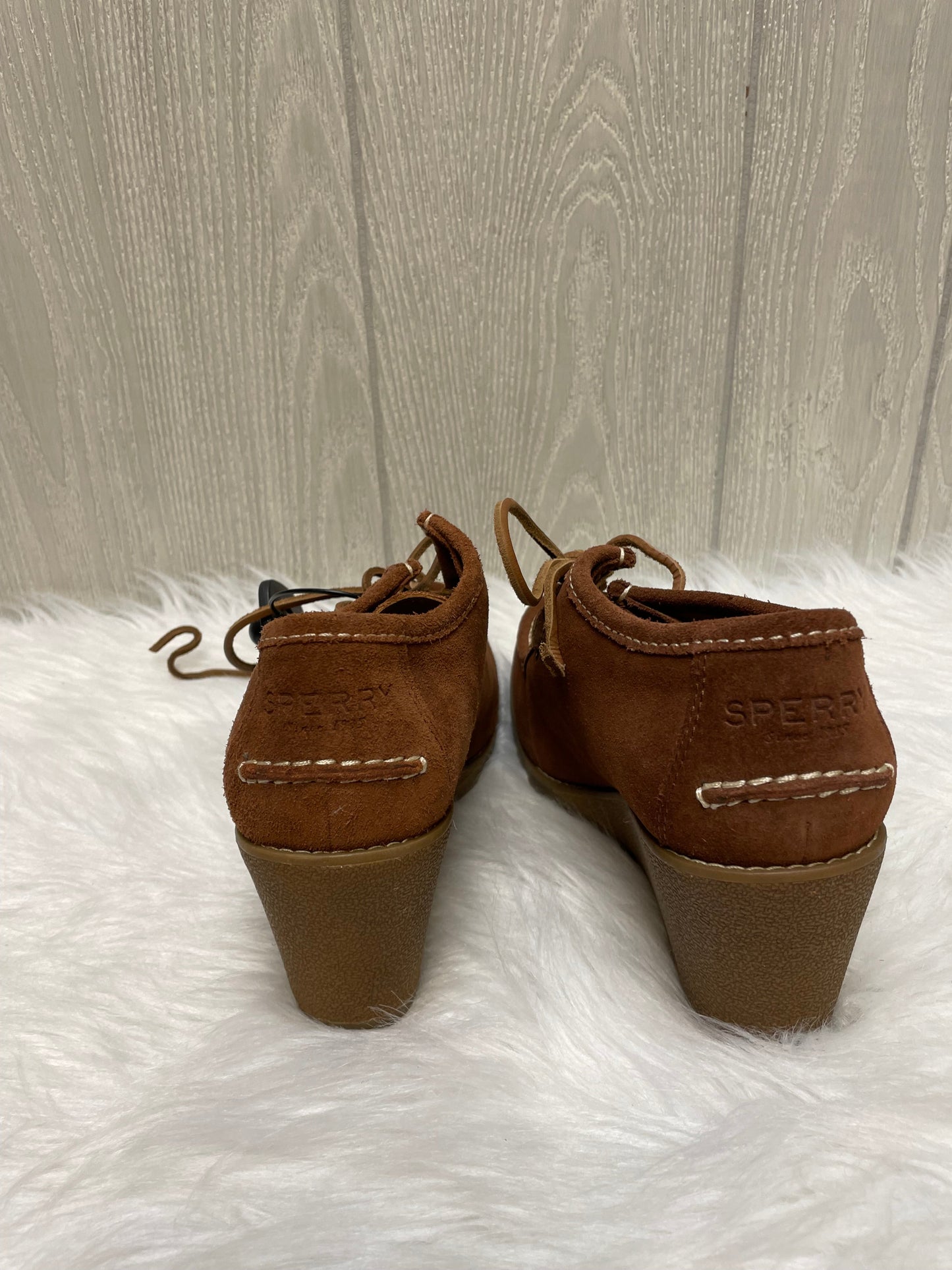 Brown Shoes Heels Wedge Sperry, Size 8.5