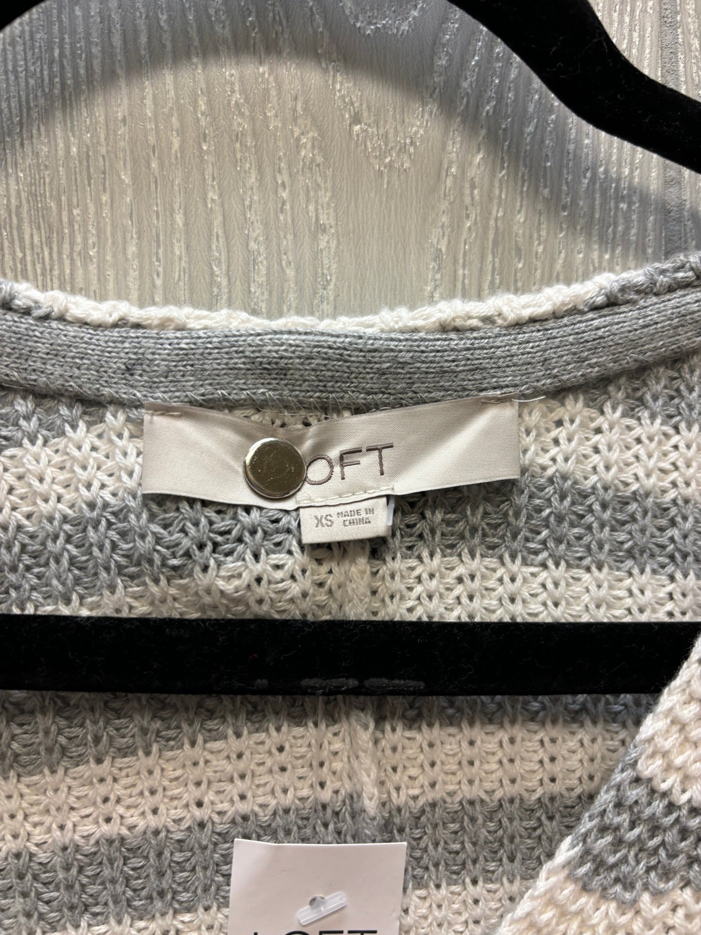 Sweater By Loft In Grey & White, Size: Xs