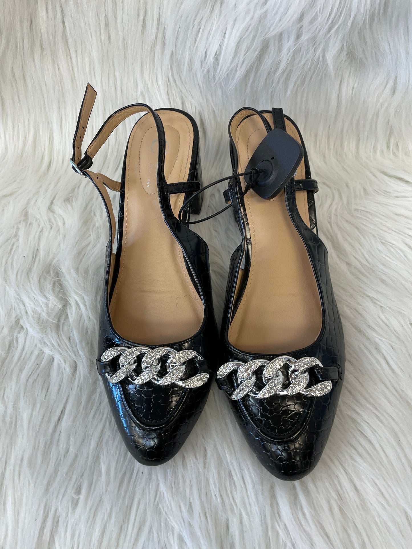 Black & Silver Shoes Heels Block Cato, Size 10