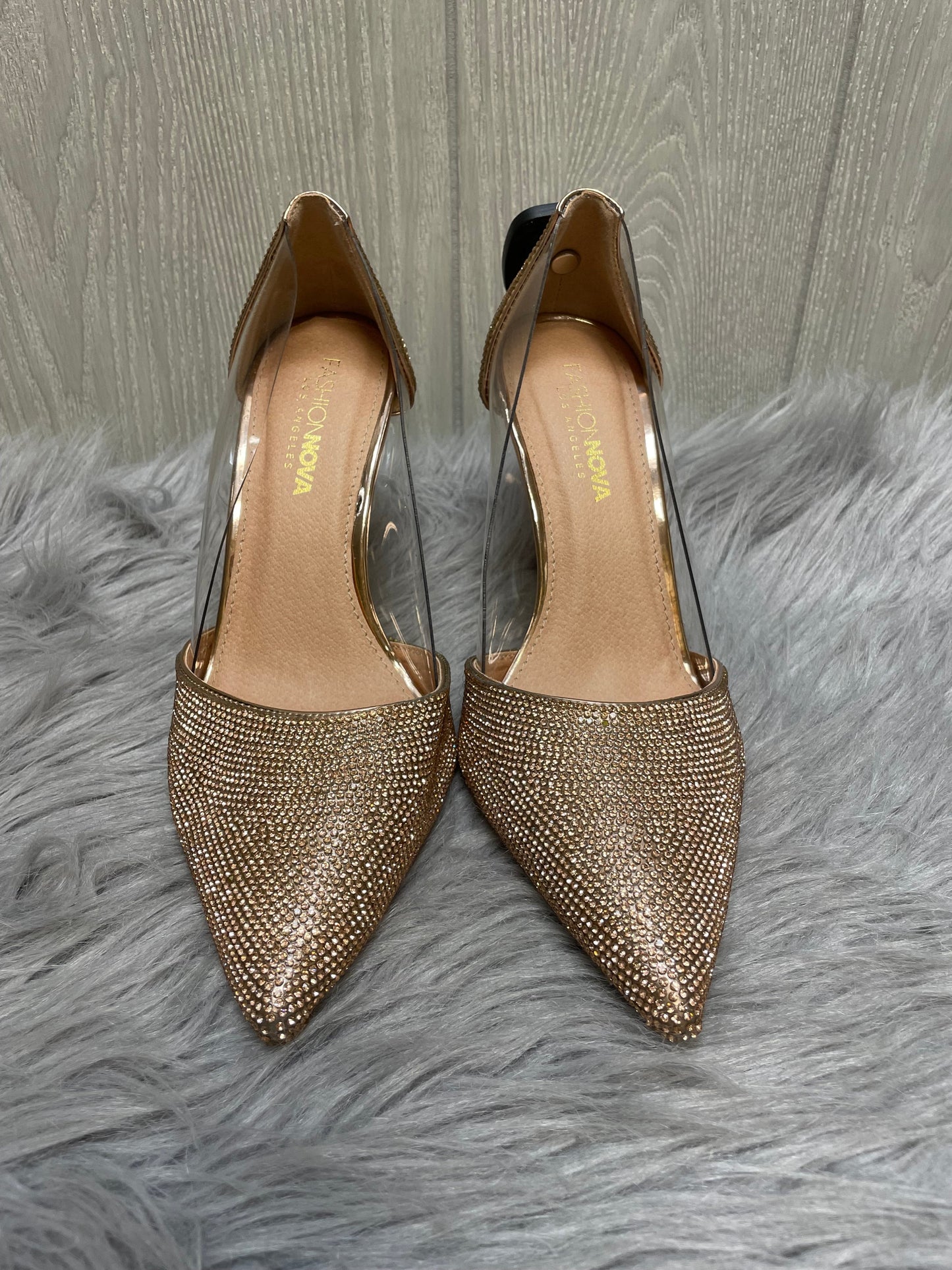 Gold Shoes Heels Stiletto Fashion Nova, Size 9