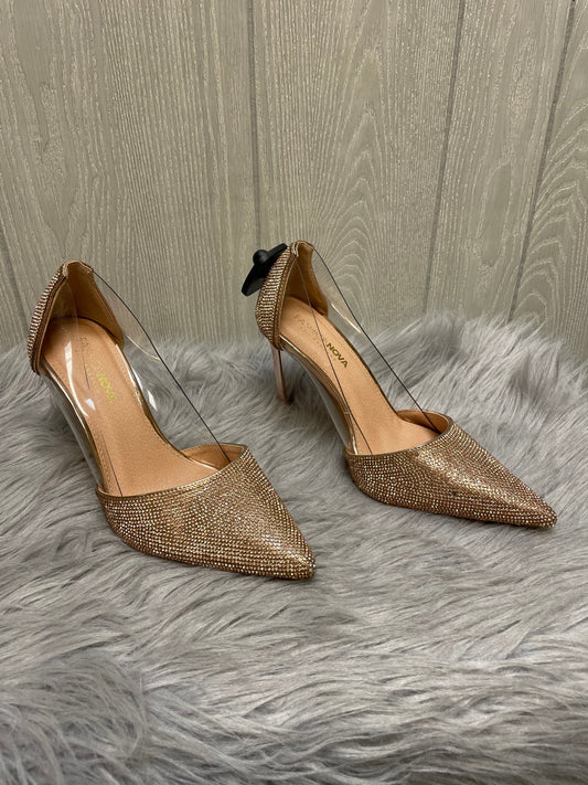 Gold Shoes Heels Stiletto Fashion Nova, Size 9