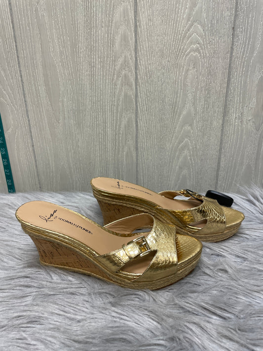 Sandals Heels Wedge By Donald Pliner In Gold, Size: 7