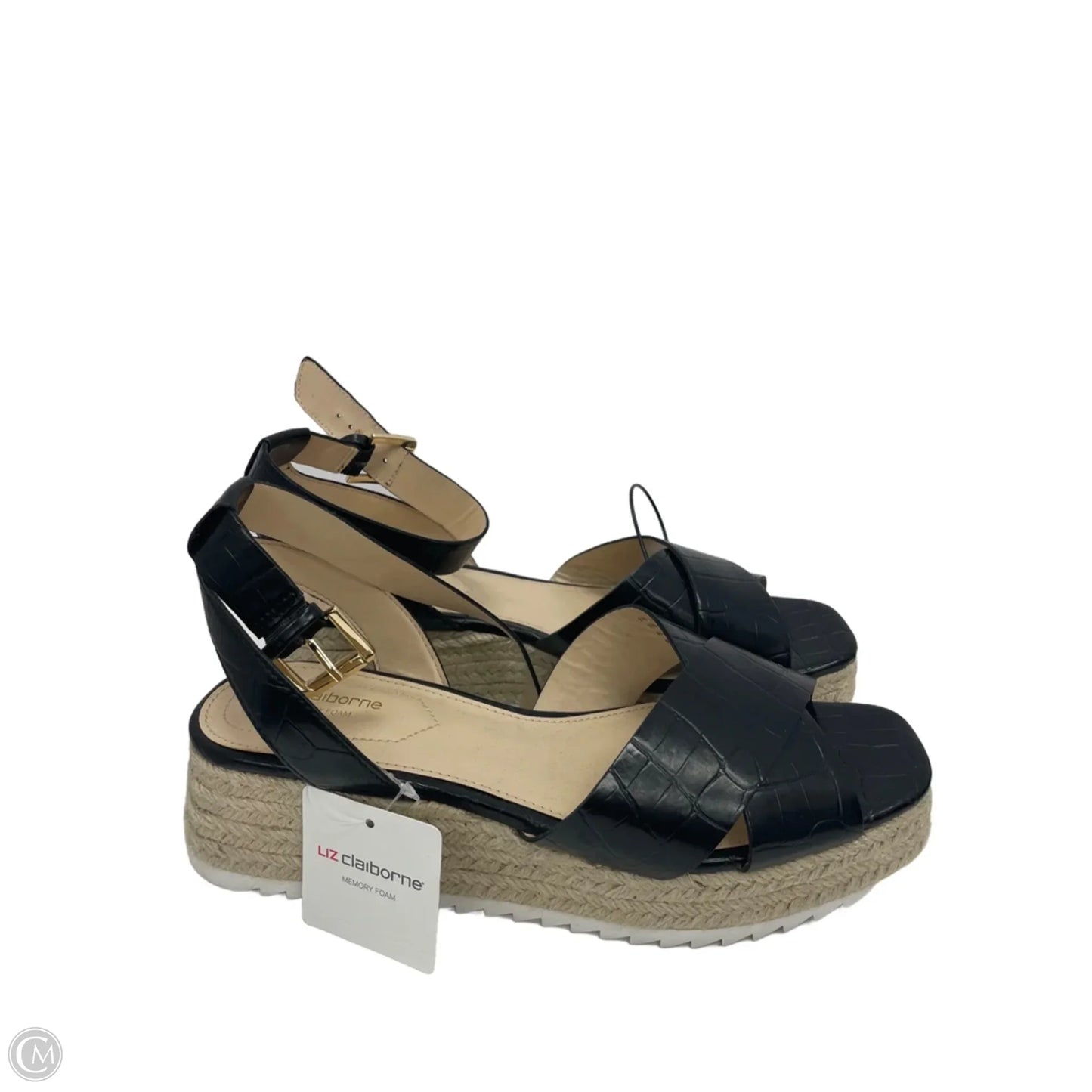 Sandals Heels Wedge By Liz Claiborne In Black, Size: 8