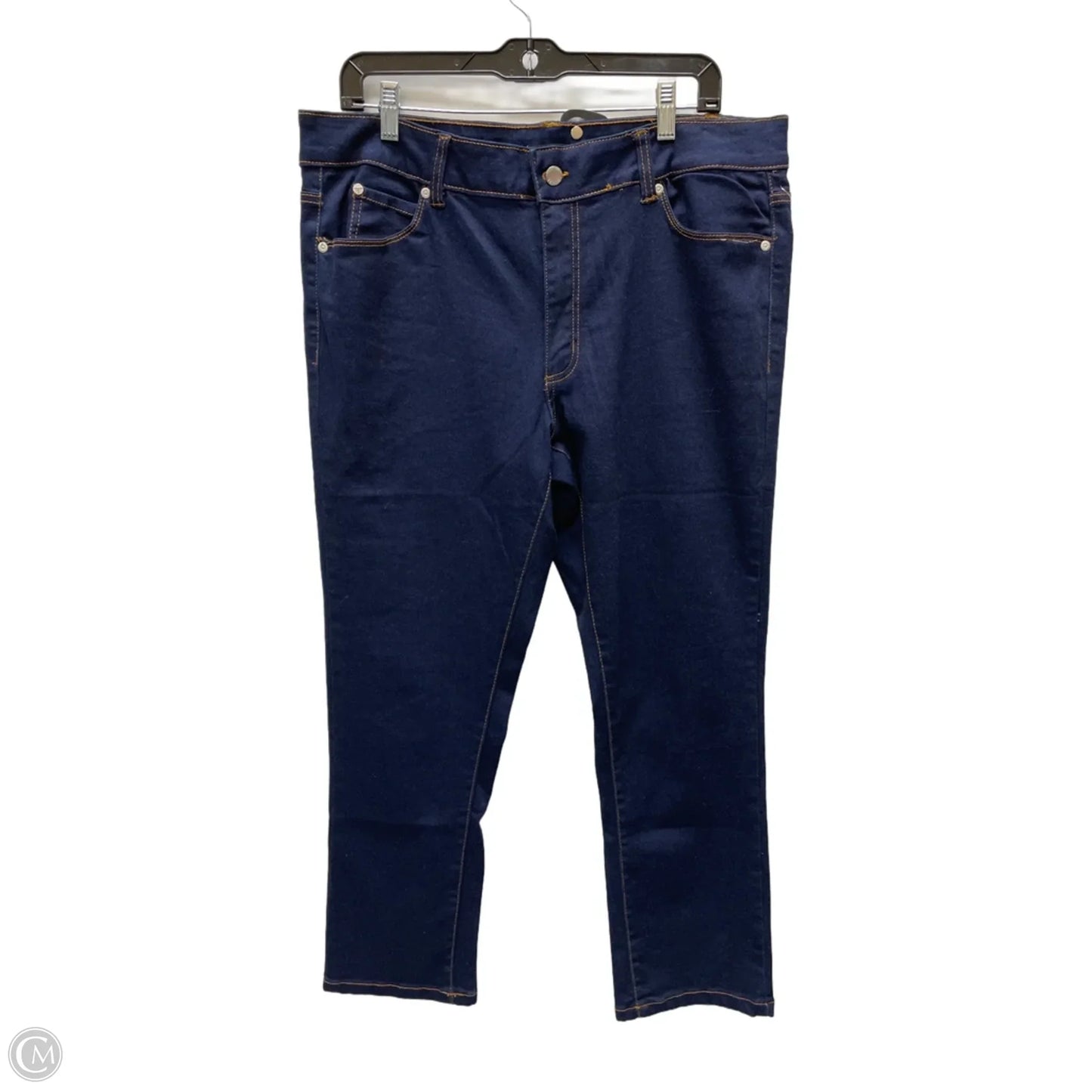 Jeans Straight By Tahari In Blue Denim, Size: 16