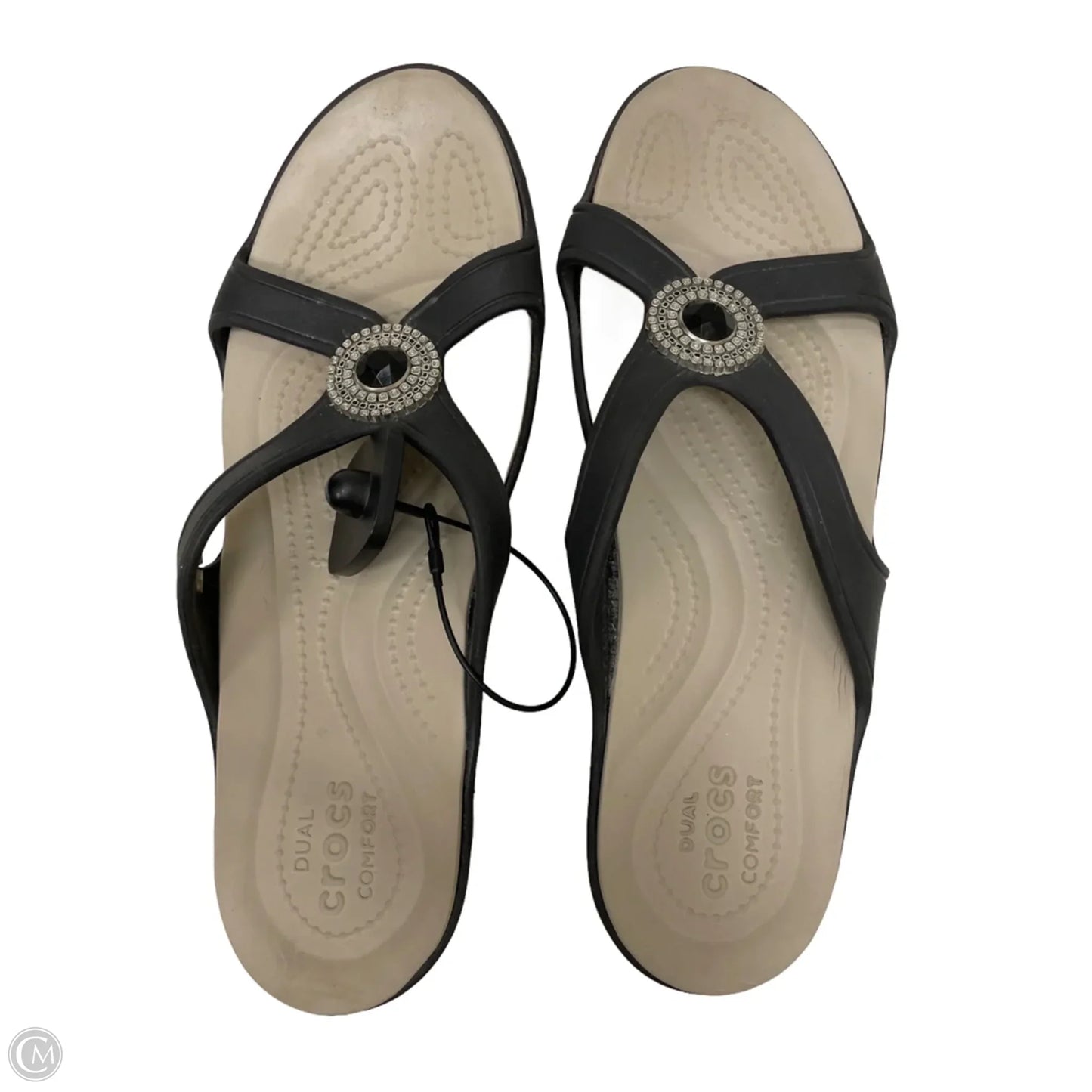 Sandals Heels Wedge By Crocs In Black, Size: 10