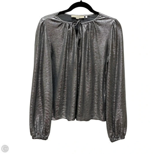Blouse Long Sleeve By Loft In Silver, Size: Xs
