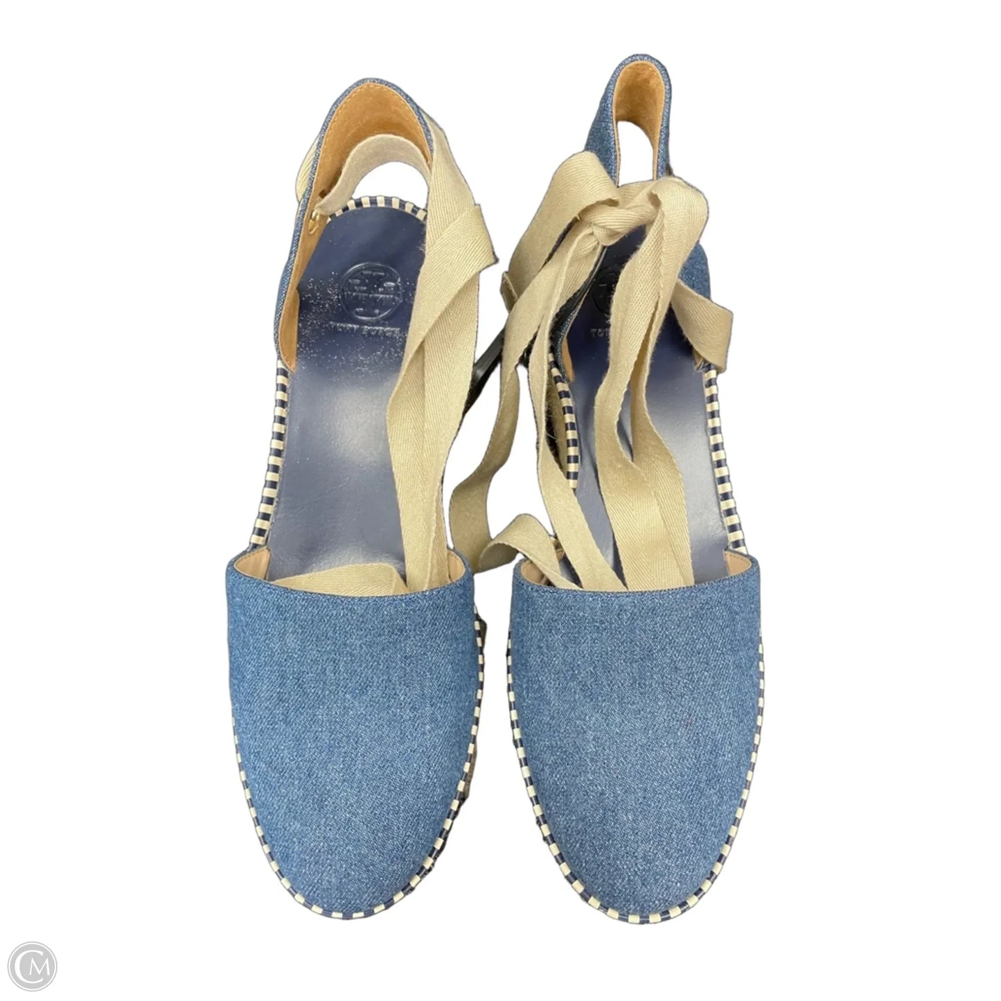 Shoes Designer By Tory Burch In Blue & Tan, Size: 8