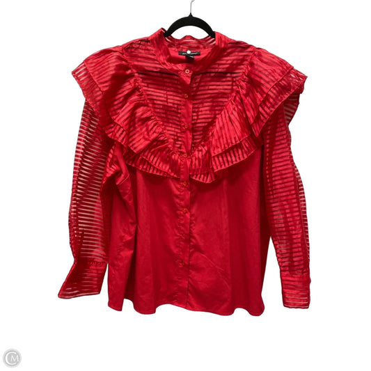 Blouse Long Sleeve By Ashley Stewart In Red, Size: 3x