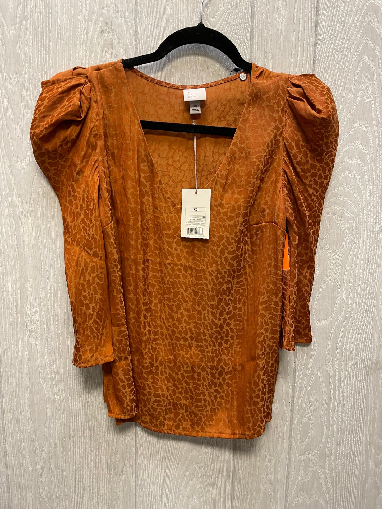 Blouse Long Sleeve By A New Day In Orange, Size: Xs