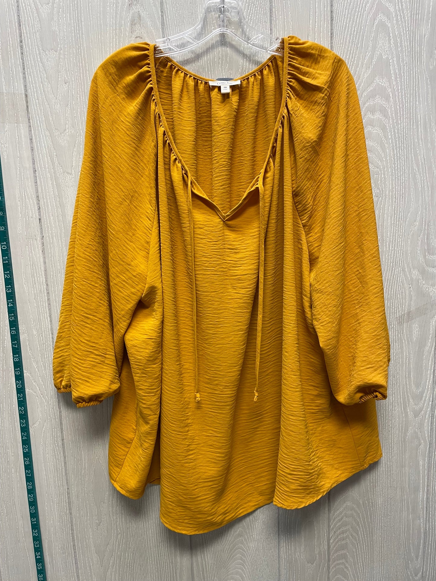 Blouse 3/4 Sleeve By Clothes Mentor In Yellow, Size: 3x