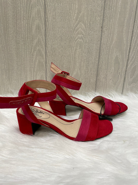 Pink & Red Sandals Heels Block Life Stride, Size 6.5