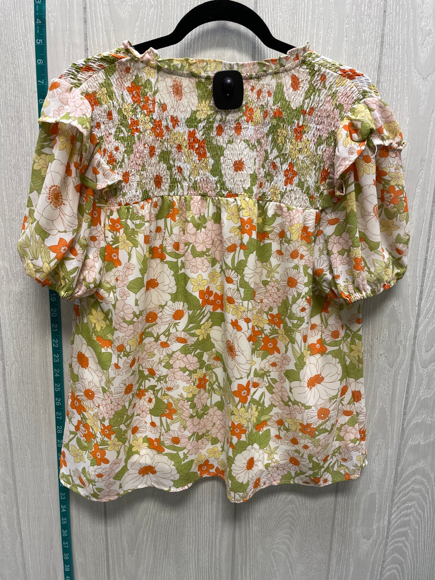 Floral Print Blouse Short Sleeve Entro, Size S