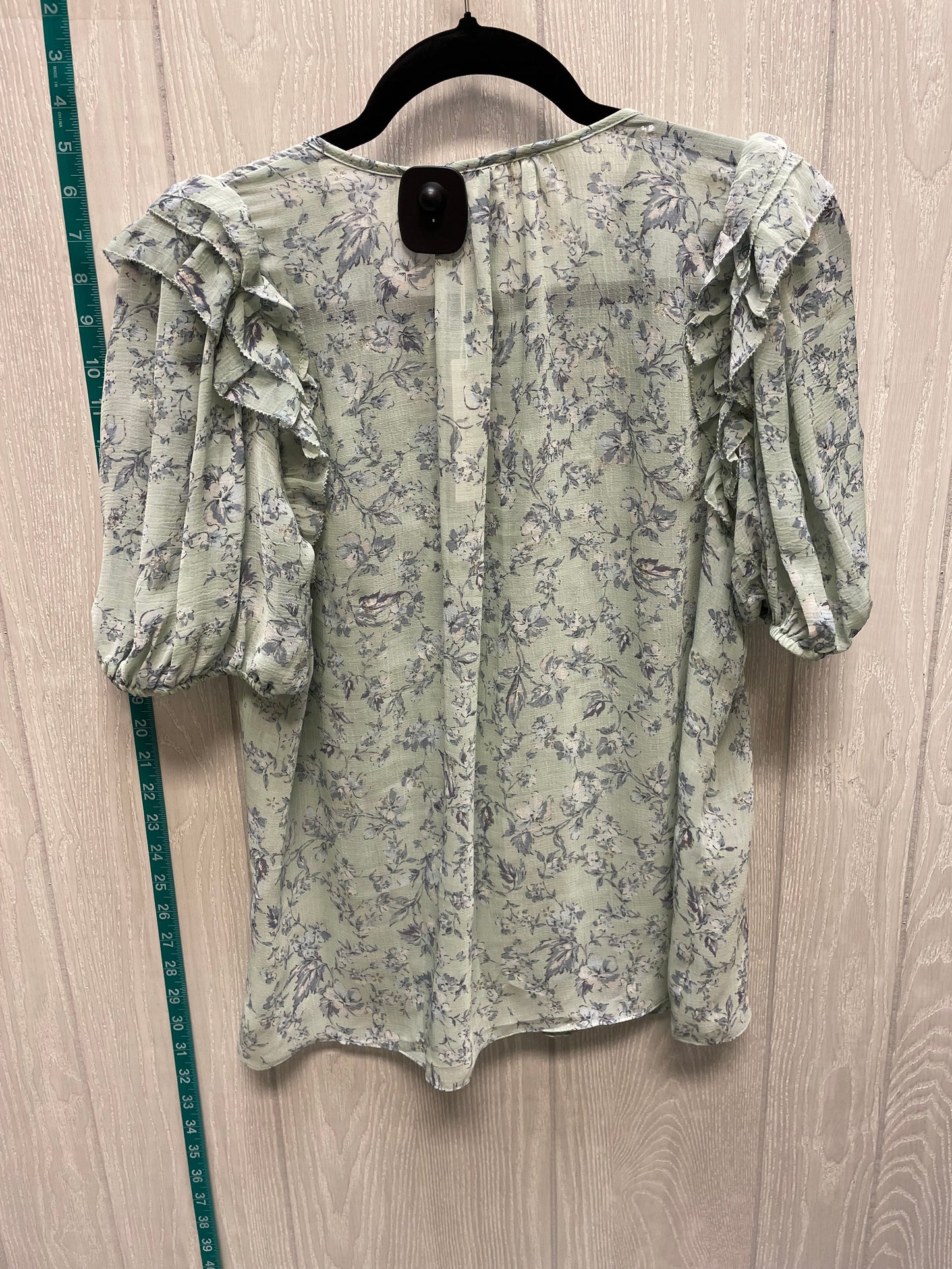 Floral Print Blouse Short Sleeve Olivaceous, Size M