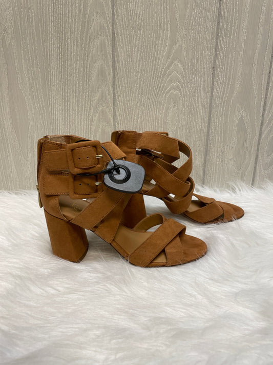 Brown Sandals Heels Block Franco Sarto, Size 6.5