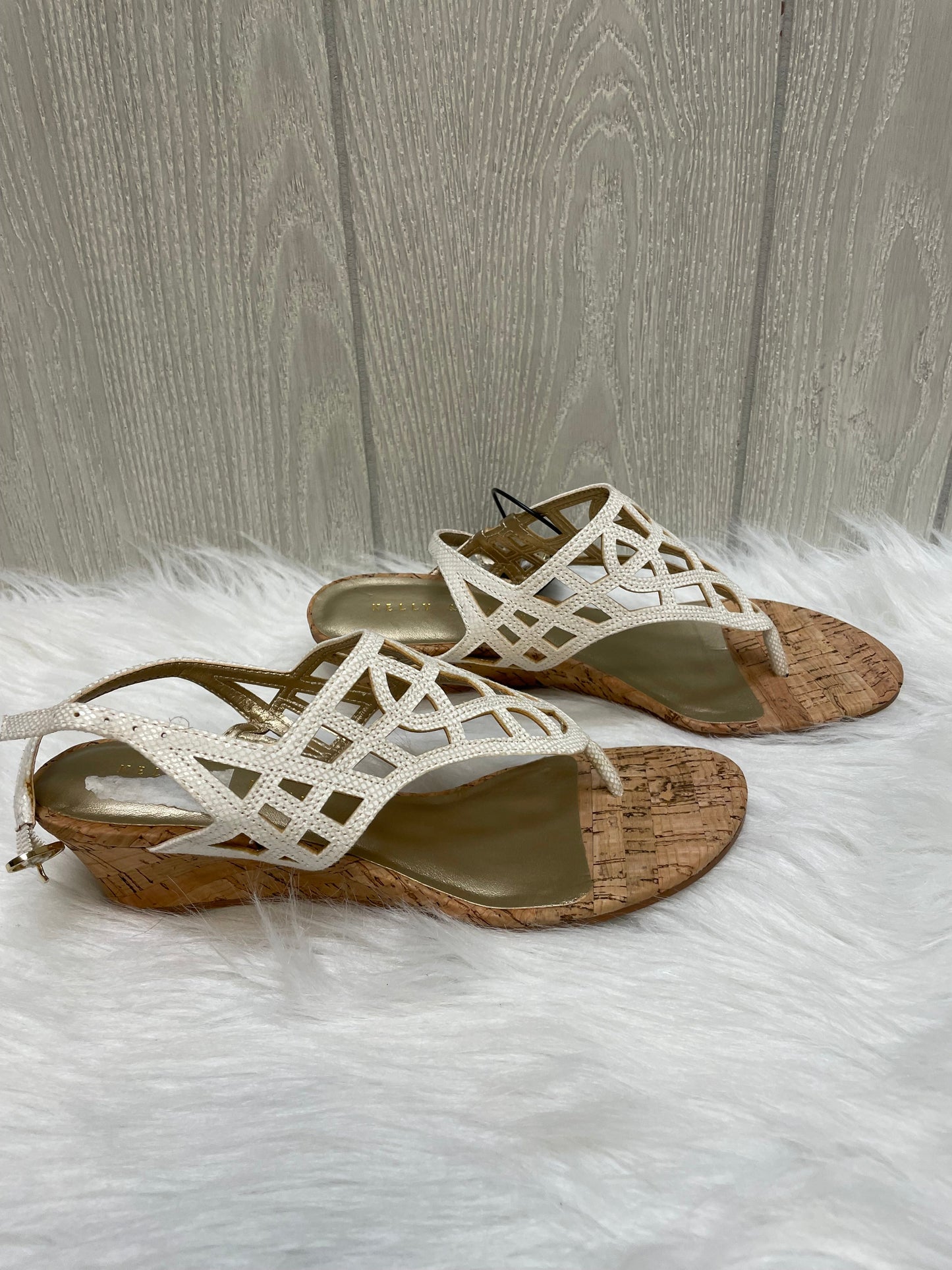White Sandals Heels Wedge Kelly And Katie, Size 7
