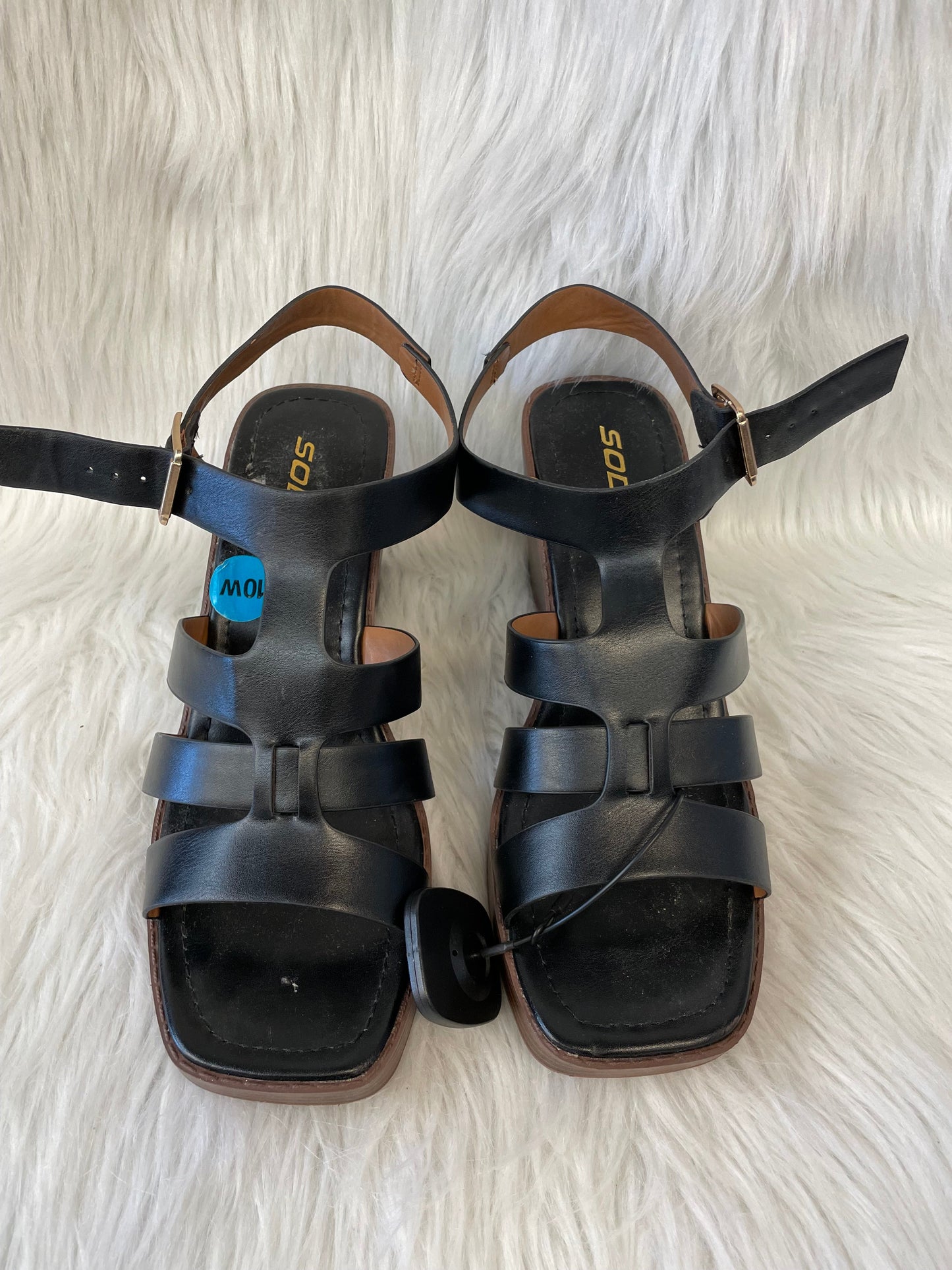 Black Sandals Heels Wedge Soda, Size 10