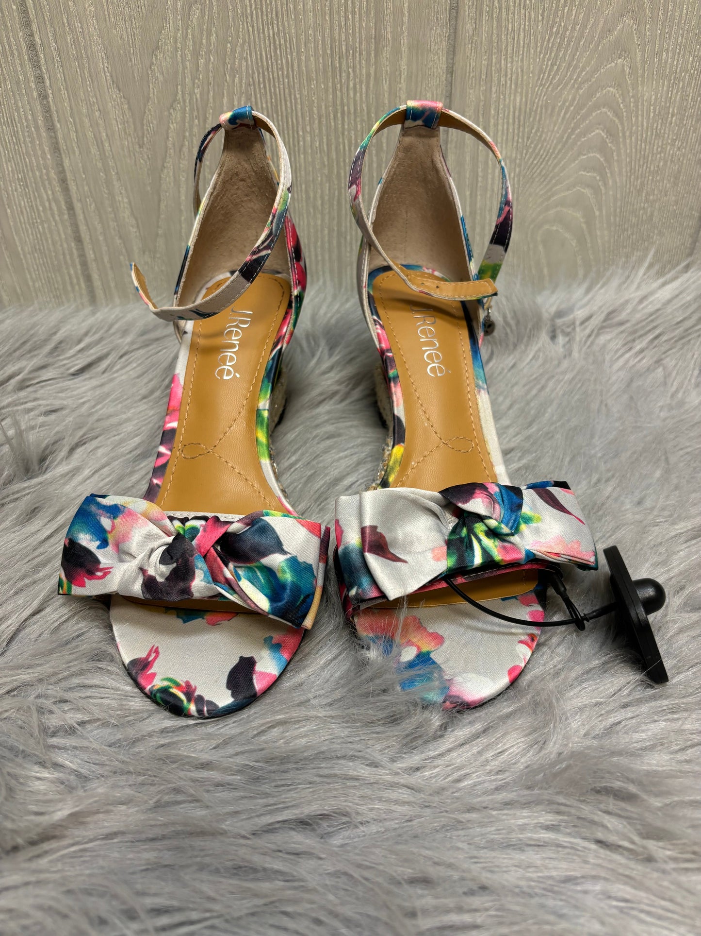 Floral Print Sandals Heels Wedge J Renee, Size 8