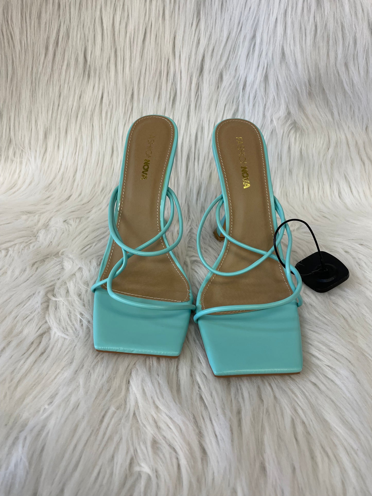Blue Sandals Heels Block Fashion Nova, Size 10