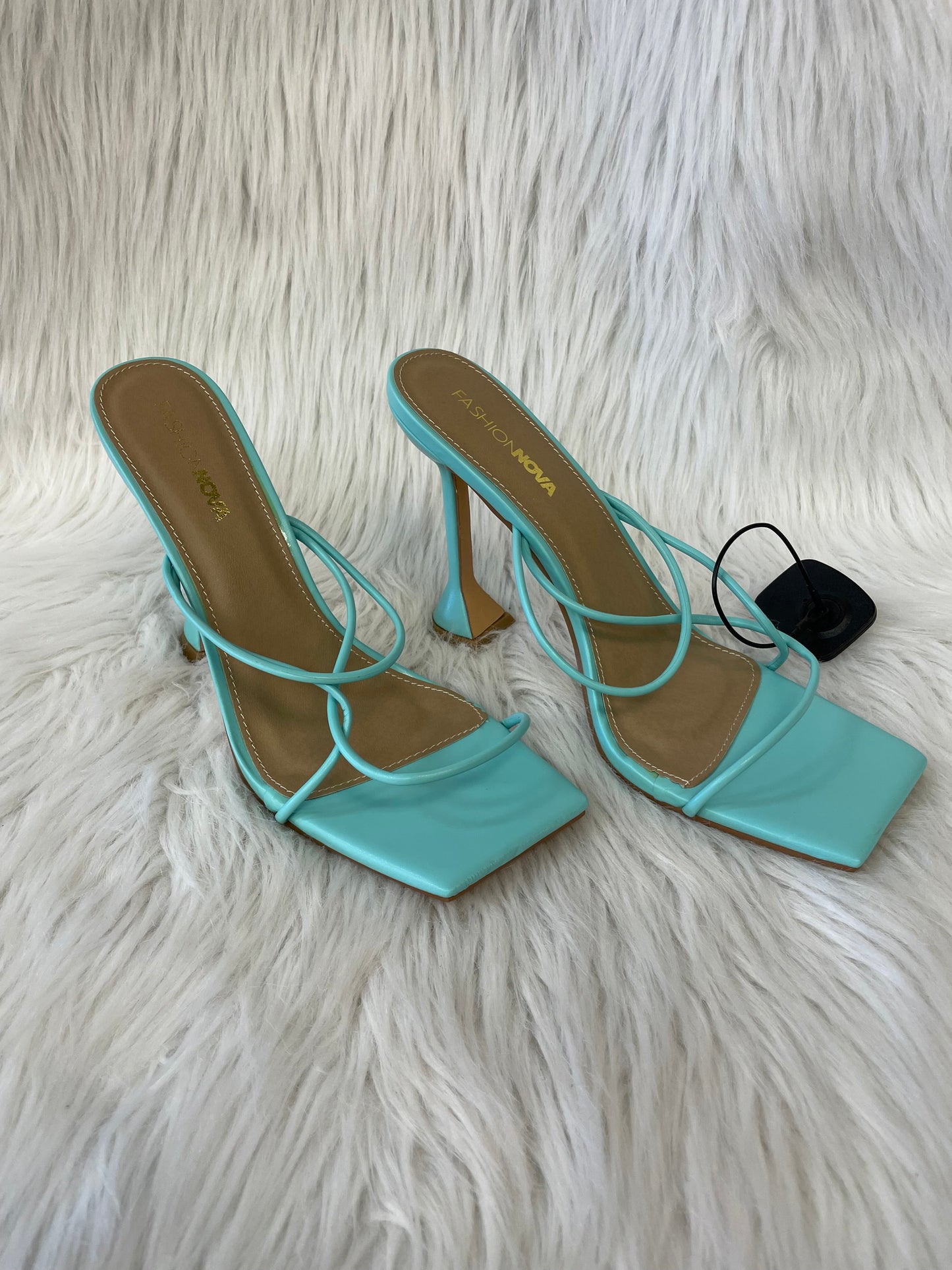 Blue Sandals Heels Block Fashion Nova, Size 10