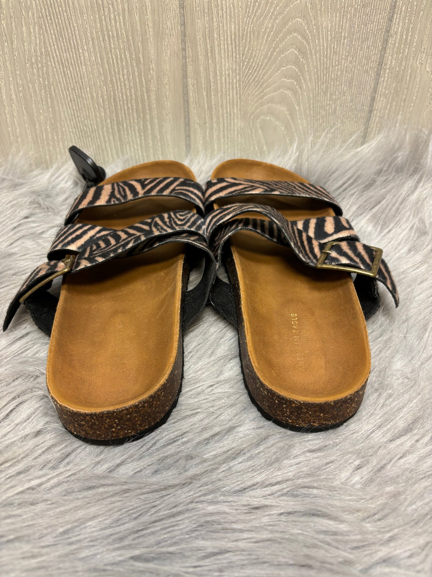 Zebra Print Sandals Flats American Eagle Shoes, Size 8