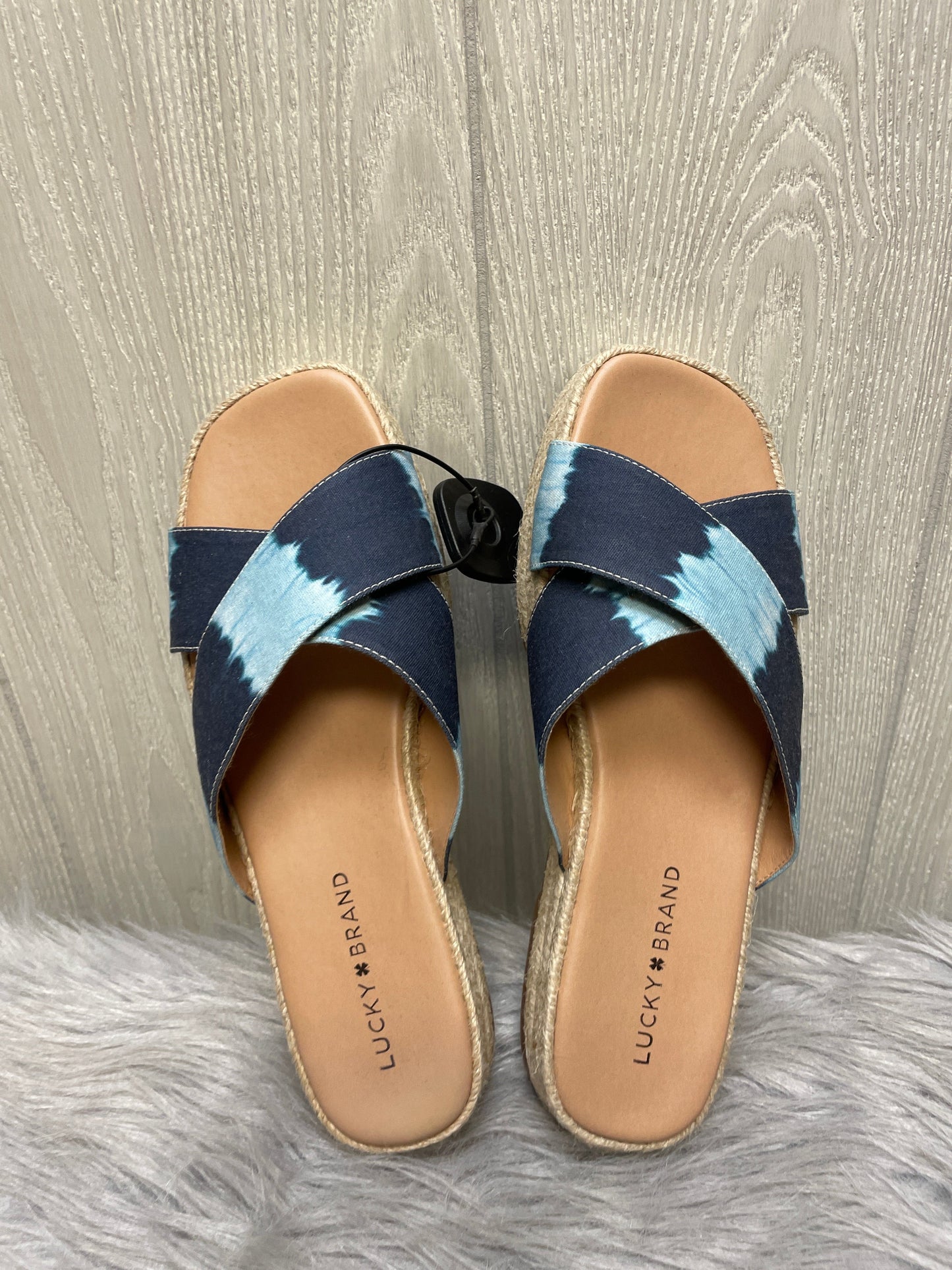 Sandals Heels Platform By Lucky Brand In Blue, Size: 8.5