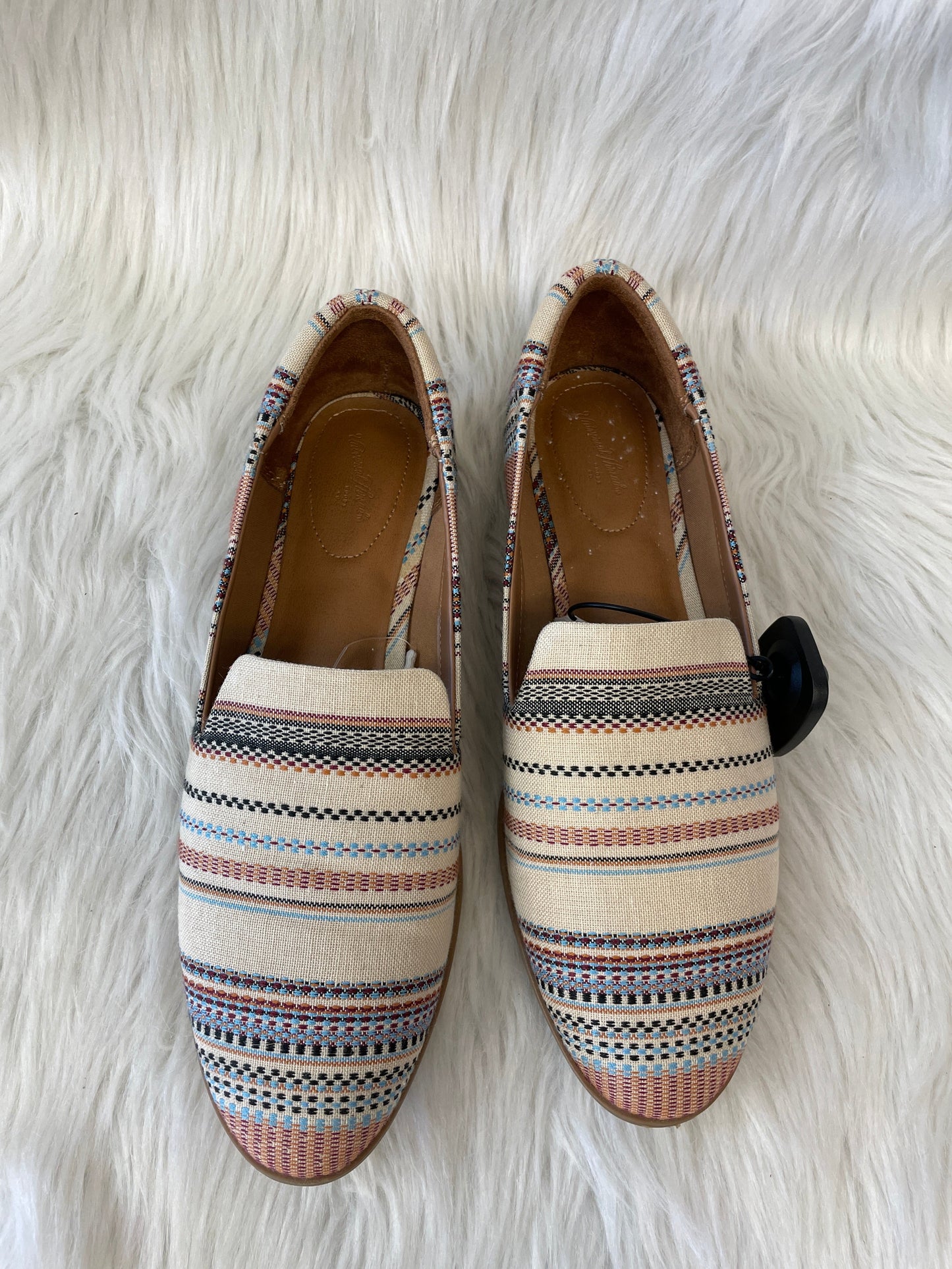 Striped Pattern Shoes Heels Block Universal Thread, Size 10