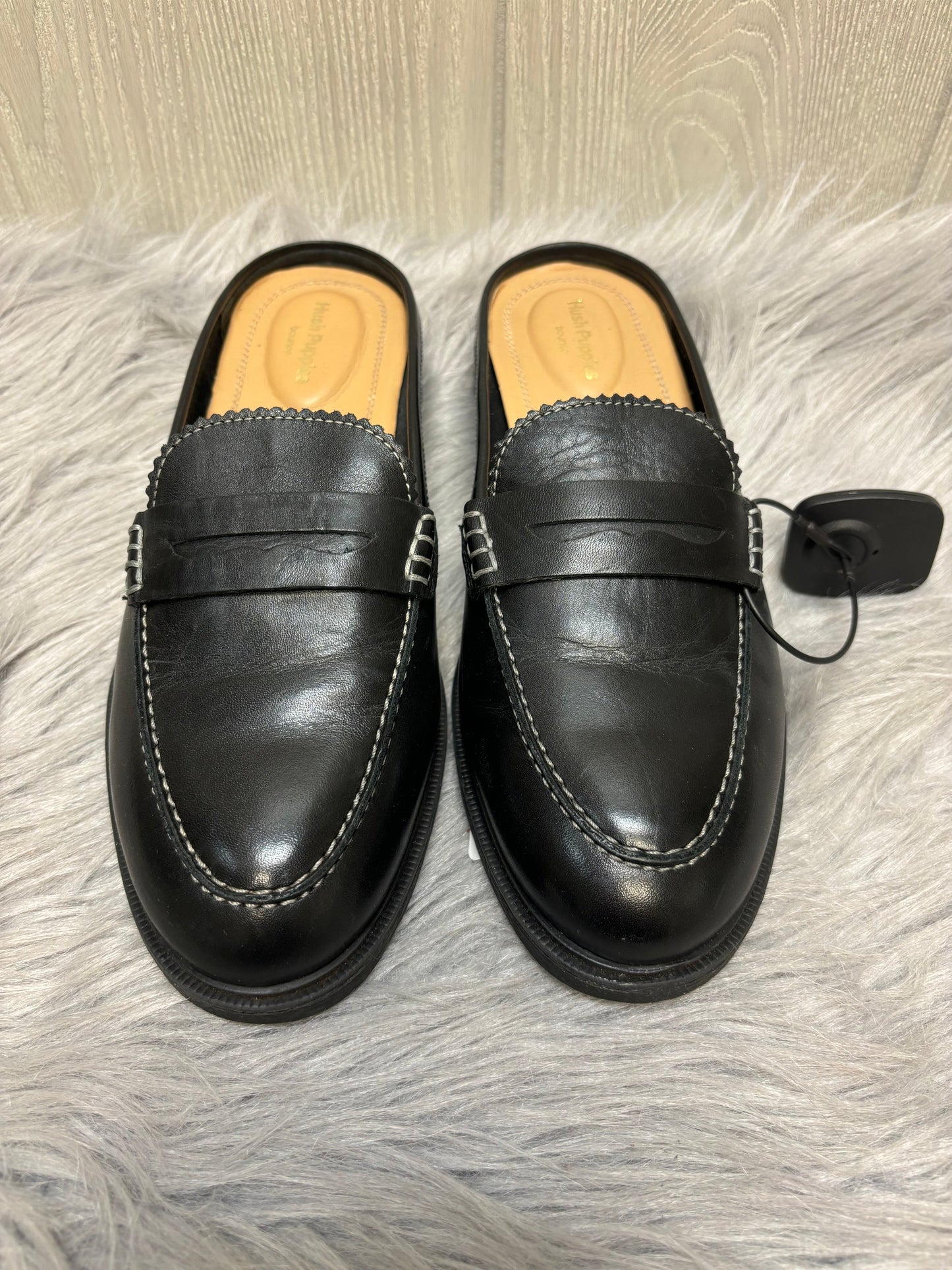 Black Shoes Flats Hush Puppies, Size 8