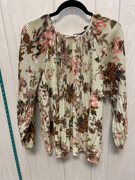 Blouse Long Sleeve By Kaari Blue In Floral Print, Size: 1x