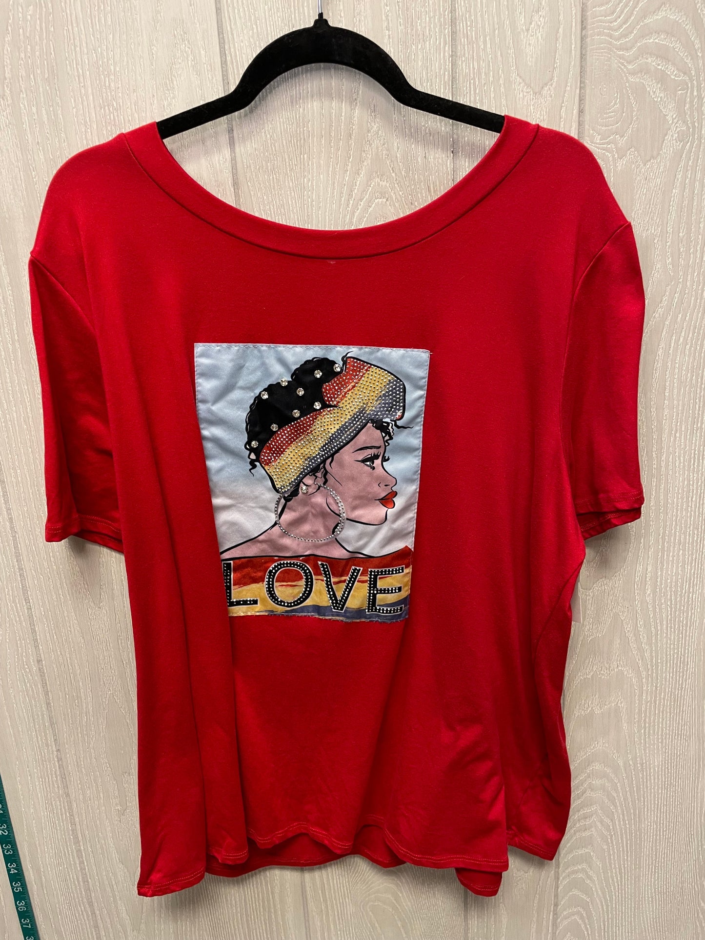 Top Short Sleeve By Love J In Red, Size: 3x