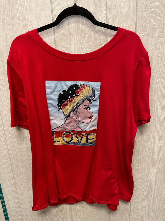 Top Short Sleeve By Love J In Red, Size: 3x