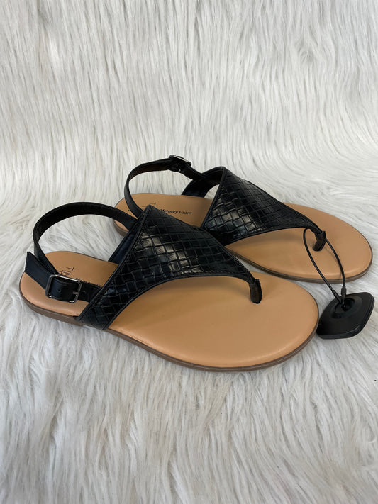 Sandals Flats By Time And Tru In Black, Size: 6.5