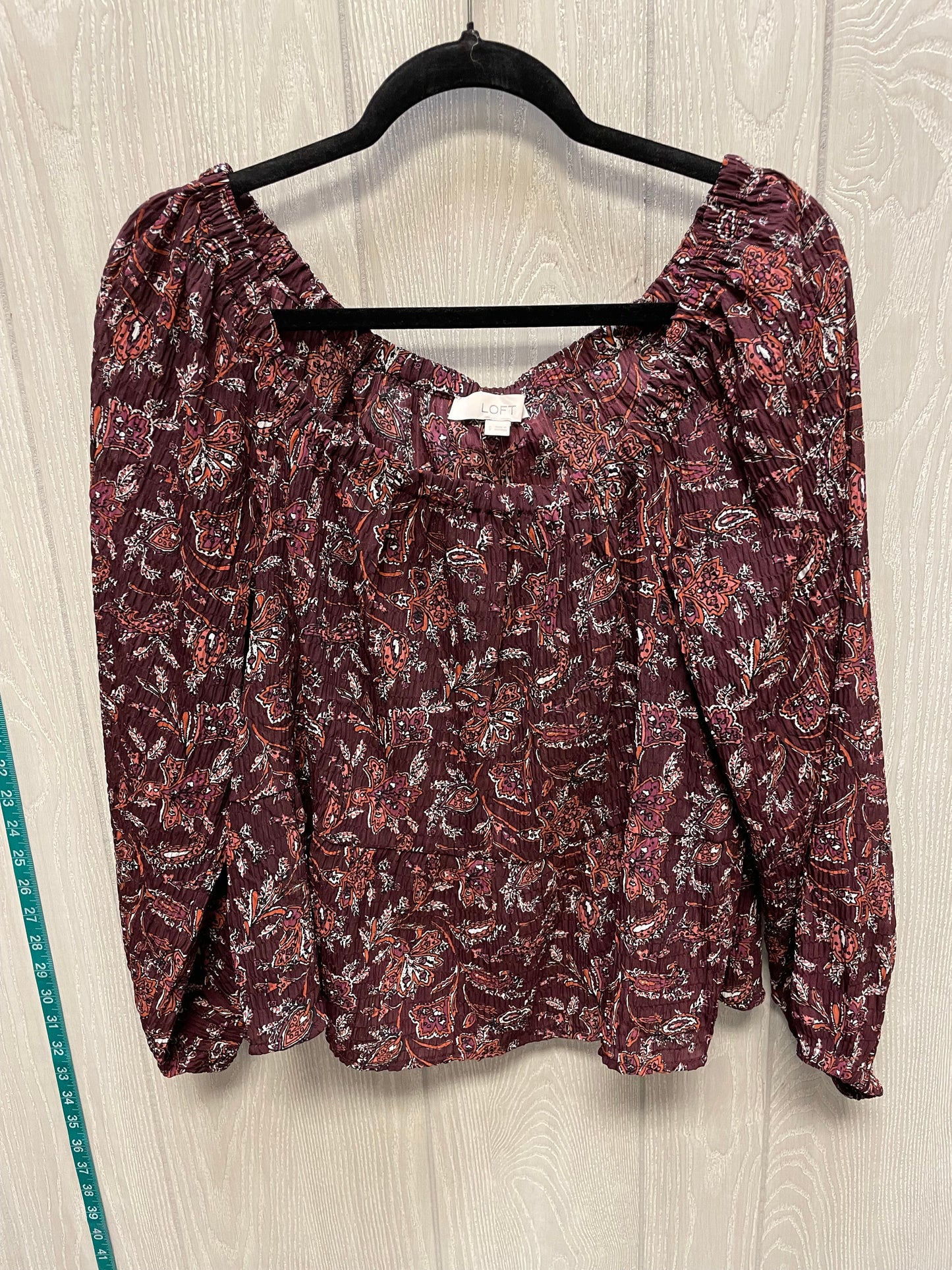 Blouse Long Sleeve By Loft In Multi-colored, Size: S