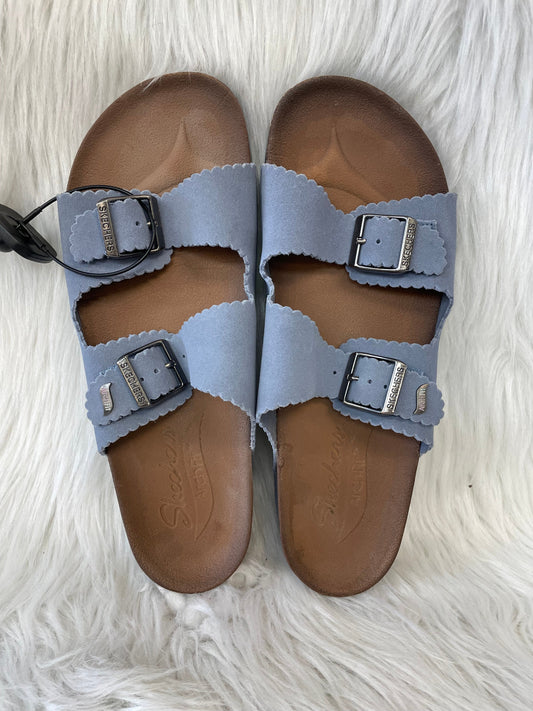 Blue Sandals Flats Skechers, Size 10
