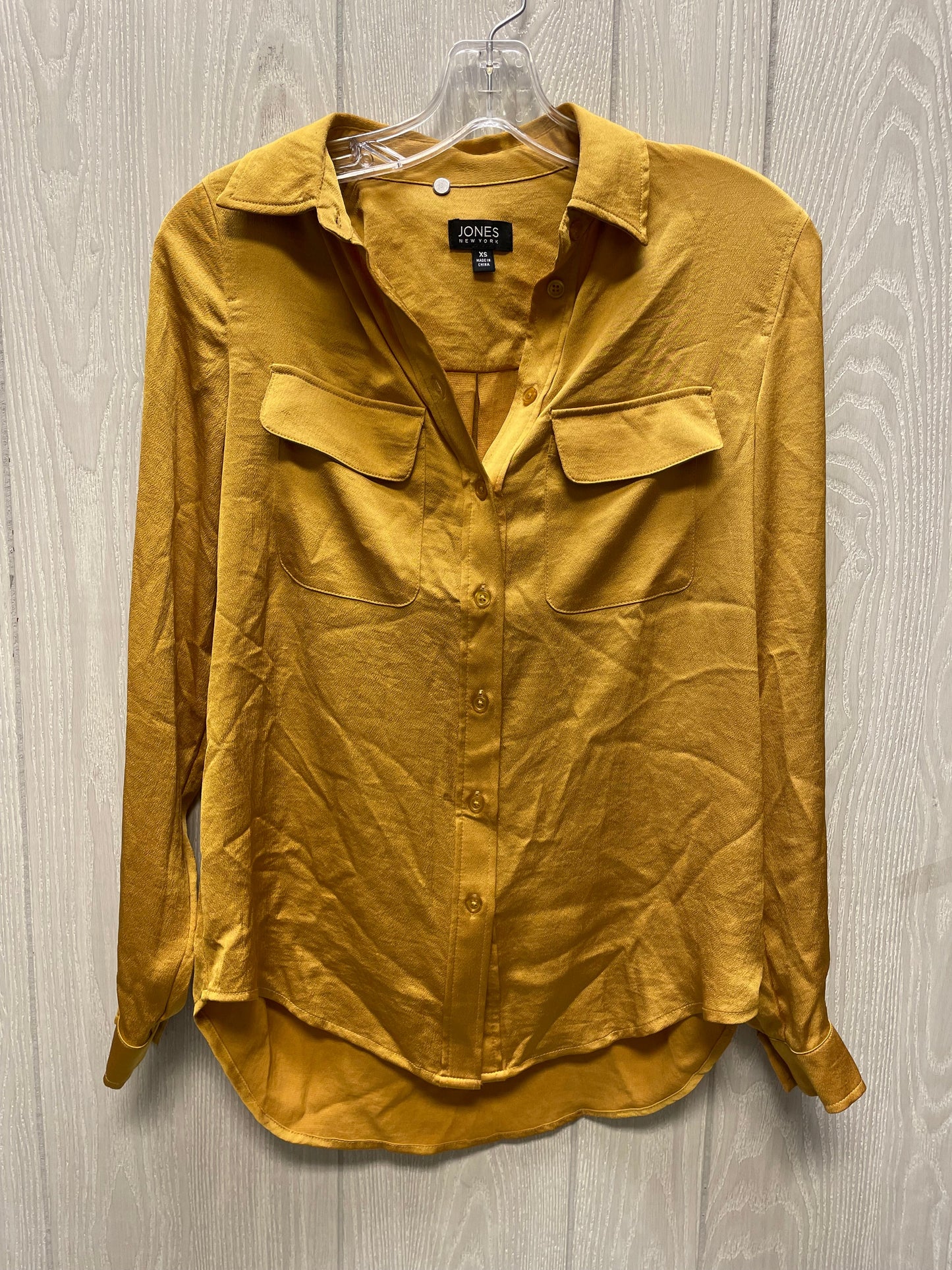 Blouse Long Sleeve By Jones New York In Gold, Size: Xs