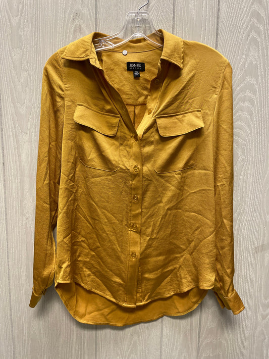 Blouse Long Sleeve By Jones New York In Gold, Size: Xs