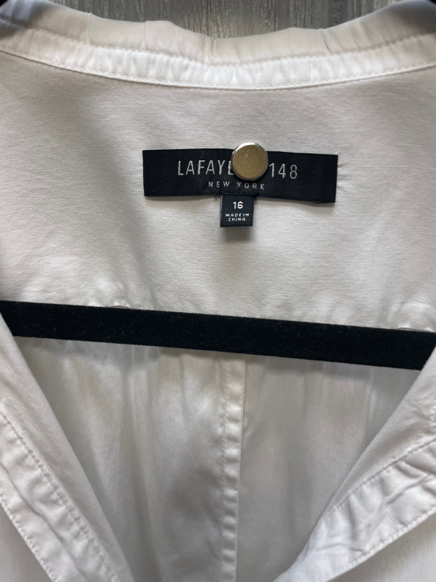 White Blouse Long Sleeve Lafayette 148, Size Xl