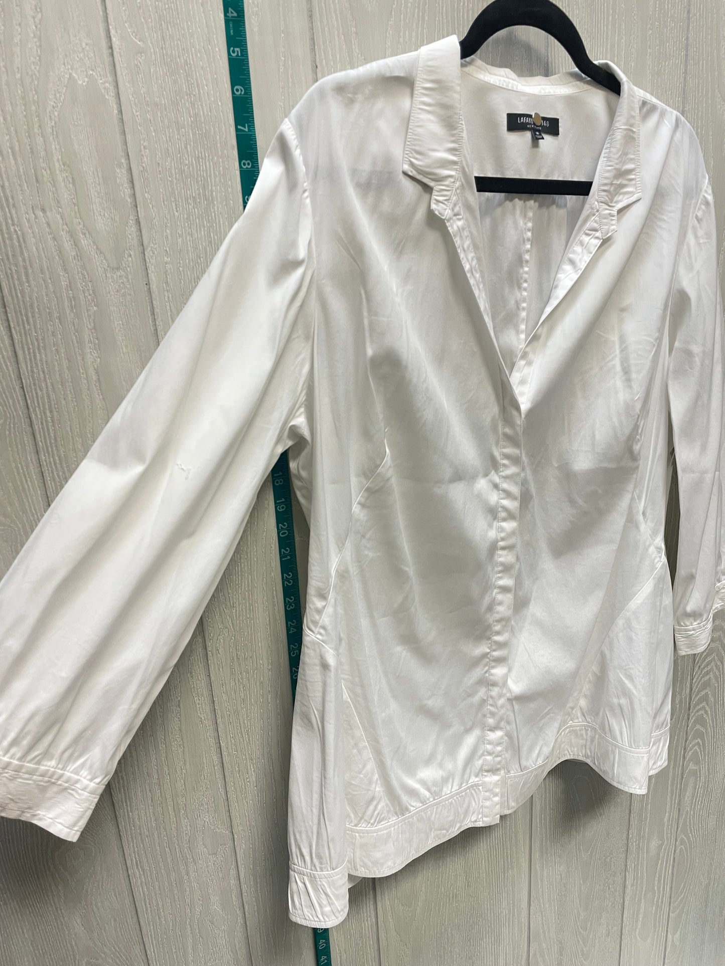 White Blouse Long Sleeve Lafayette 148, Size Xl