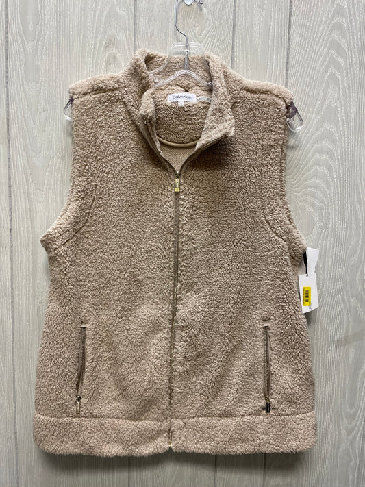 Vest Faux Fur & Sherpa By Calvin Klein In Tan, Size: L