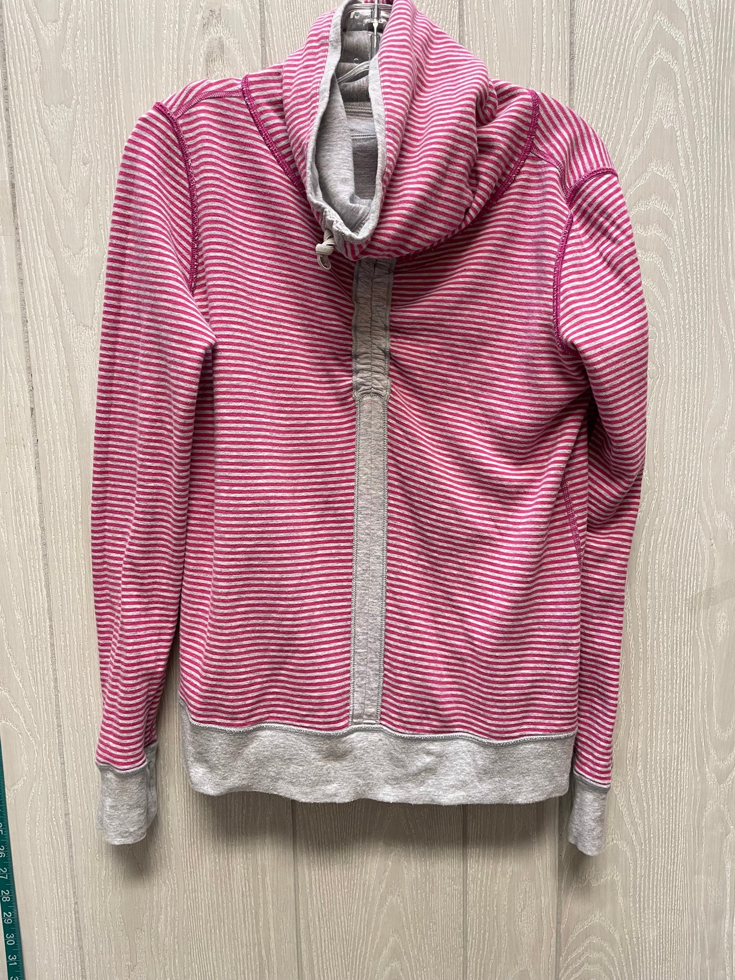 Athletic Top Long Sleeve Collar By Lululemon In Grey & Pink, Size: S