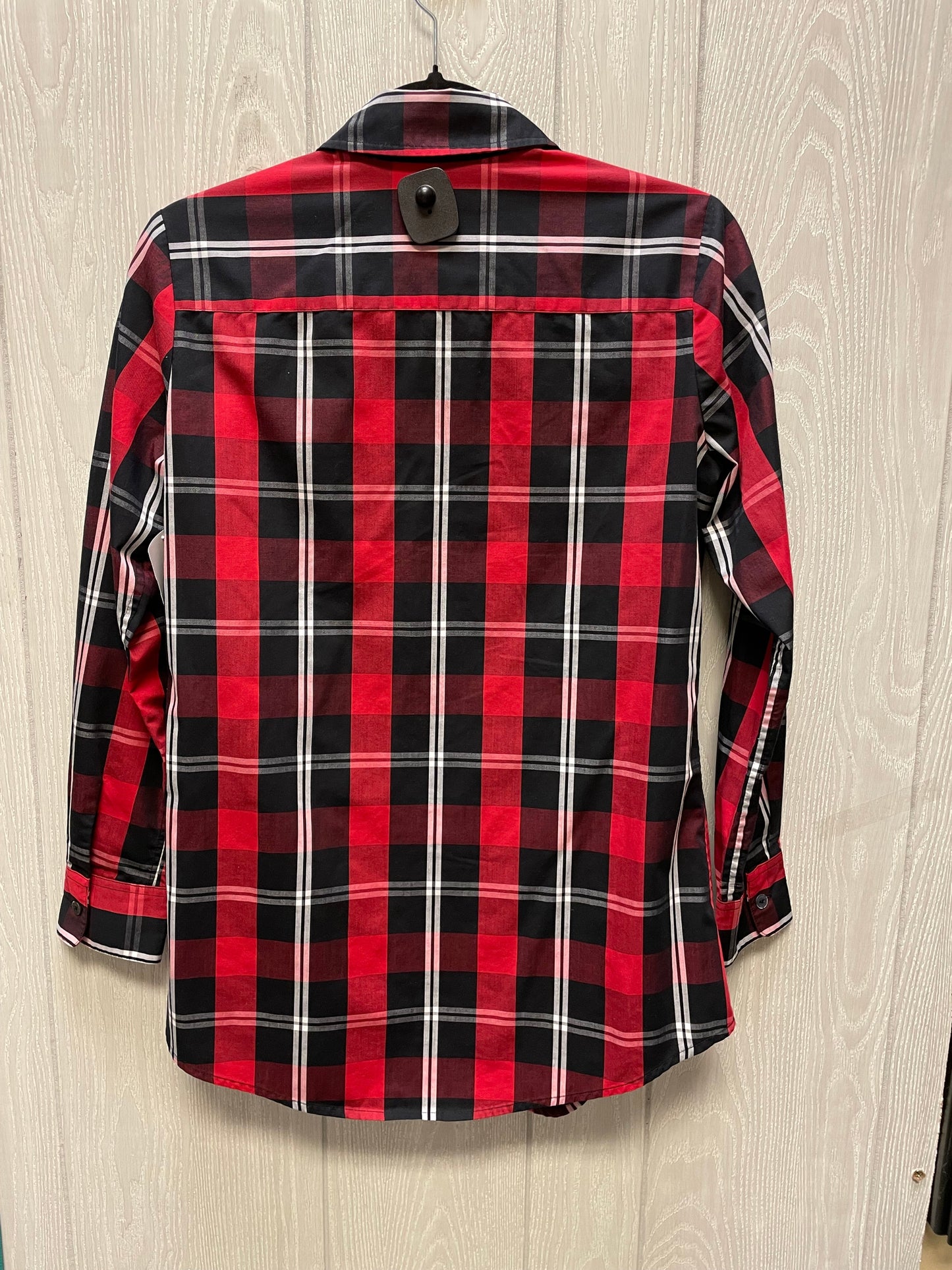 Blouse Long Sleeve By Foxcroft In Black & Red, Size: Xs