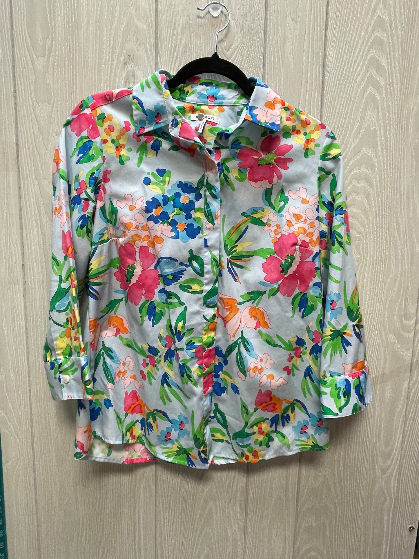 Blouse Long Sleeve By Foxcroft In Floral Print, Size: S