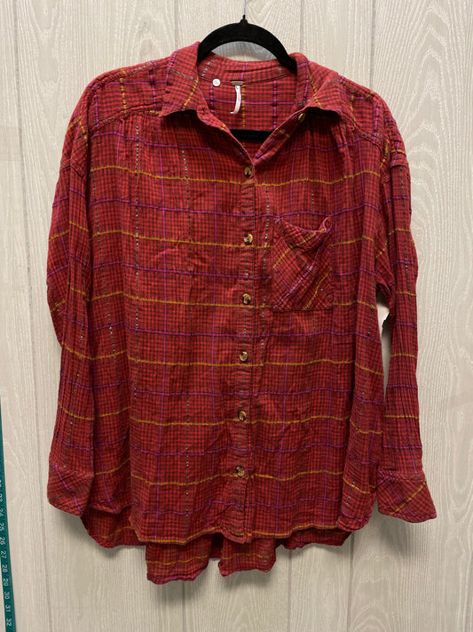 Top Long Sleeve By Free People In Plaid Pattern, Size: S